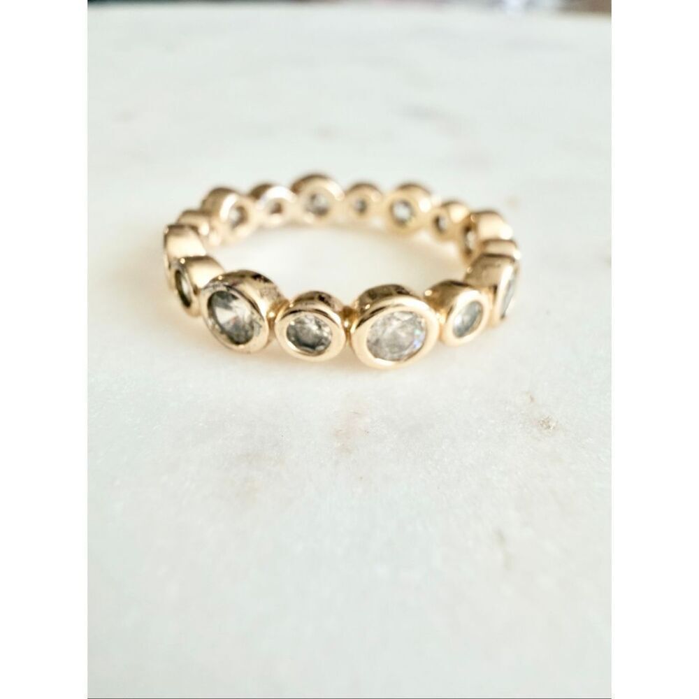 Cubic zirconia round cut infinity gold color ring size 8